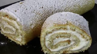 Бисквитный рулет с кремом,который всегда получается